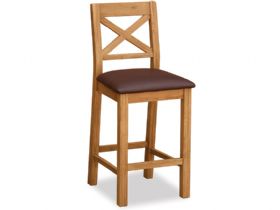 Oak Barstool With Brown Seat