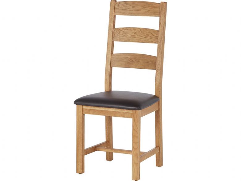Winchester Oak Ladder Back Dining Chair With PU Brown Seat