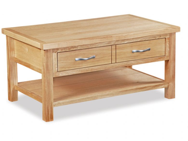 Oxford oak coffee table with 1 drawer and shelf