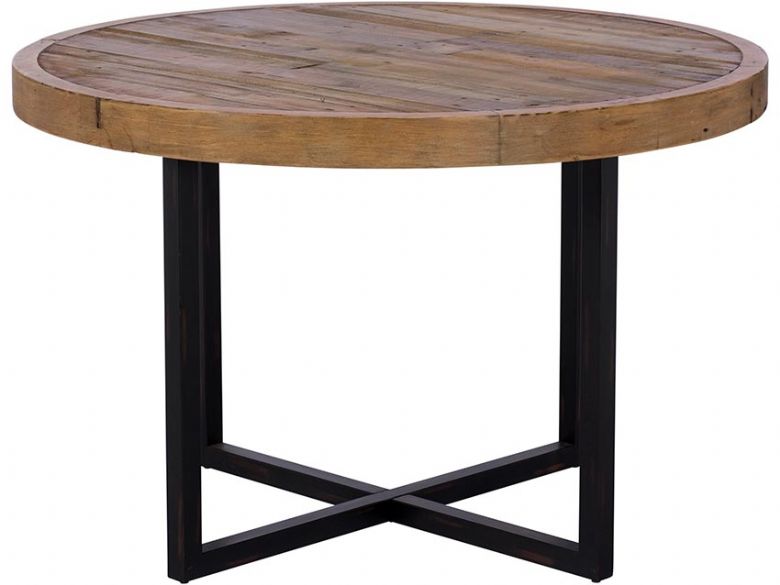 Halstein reclaimed round dining table industrial style