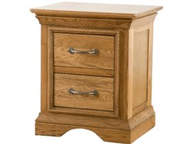 Flagbury 2 drawer oak bedside table available at Furniture Barn