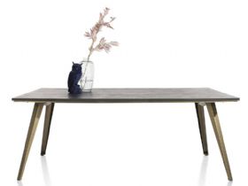 Habufa City large black and gold dining table available at Lee Longlands
