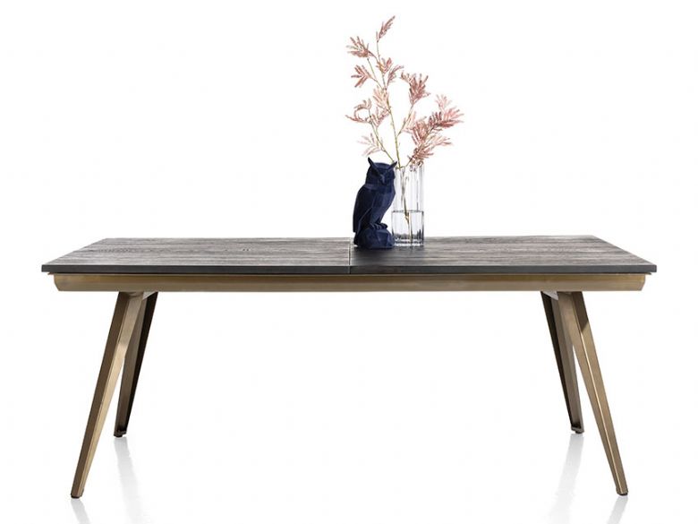 Habufa City dark oak and champagne extendable dining table available at Lee Longlands