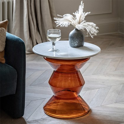 Turin Marble and Glass Lamp Table Turin Marble and Glass Lamp Table