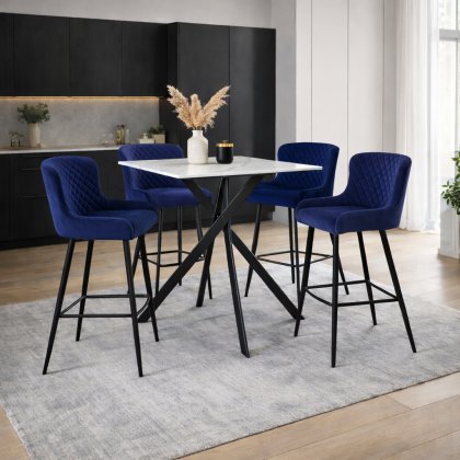 Amine Bar Stool - Blue Velvet