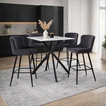 Amine Dining Bar Stool | Grey Velvet