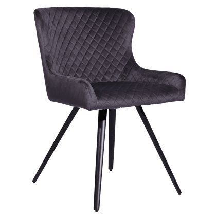 Amine Dining Chair - Grey Velvet