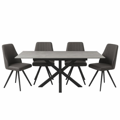 Francesco Grey Extending Dining Table & 4 Dallas Dark Grey Dining Chairs Francesco Grey Extending Dining Table & 4 Dallas Dark Grey Dining Chairs
