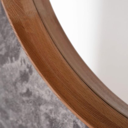 Keaton Round Mirror Oak, Large