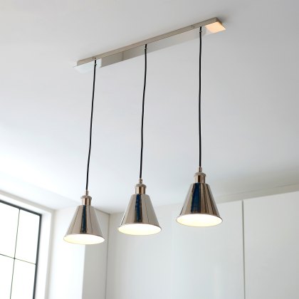 Hal 3 Linear Pendant Light in Bright Nickel