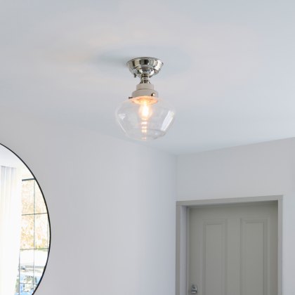 Camberley Ceiling Light Bright Nickel with Clear Glass Camberley Ceiling Light Bright Nickel with Clear Glass