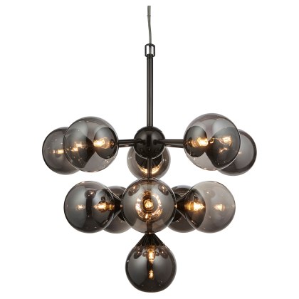 Oscar Pendant Light Black with Smoked Glass