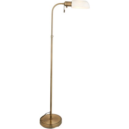 Pharmacy Floor Lamp Antique Brass with Opal Shade