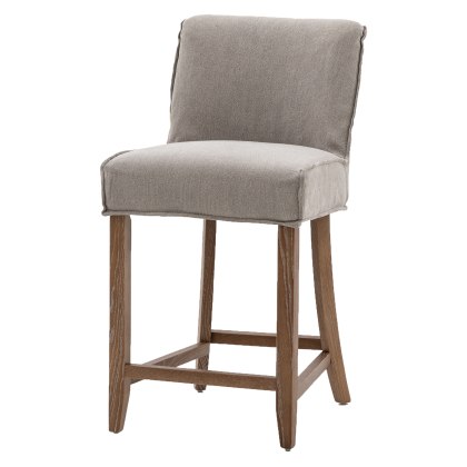 Tarnby Grey Linen Bar Stool Tarnby Grey Linen Bar Stool
