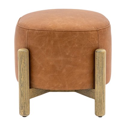 Tindon Vintage Brown Leather Footstool Tindon Vintage Brown Leather Footstool