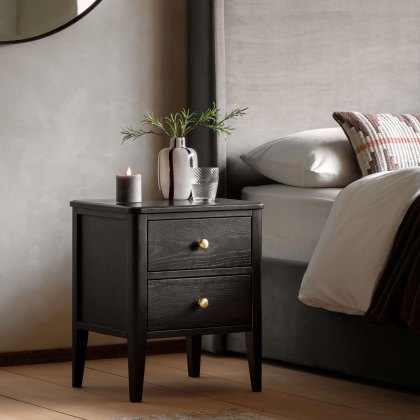 Acton Black 2 Drawer Bedside