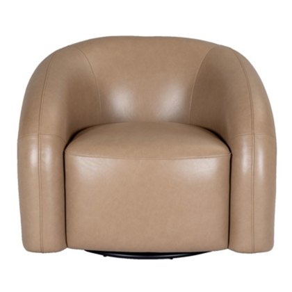 Cascade Leather Swivel Chair- Taupe