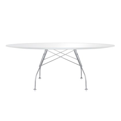Kartell Glossy by Antonio Citterio Oval White Glass Table