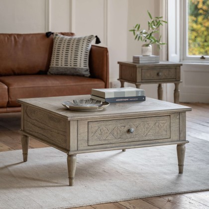 Gallery Direct Rustique Square 2 Drawer Coffee Table