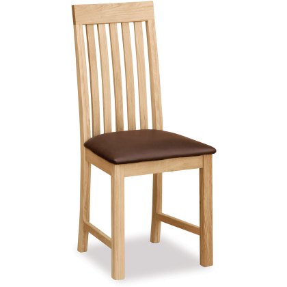 Oxford Vertical Slatted Chair with Brown PU Seat Pad
