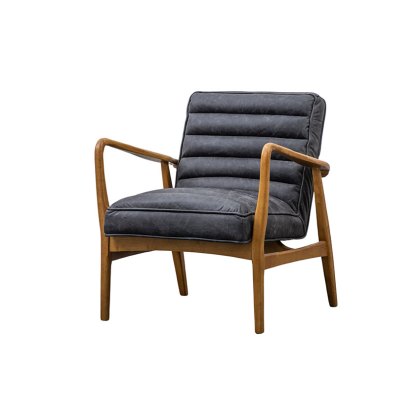 Datsun Antique Mid-Century Modern Ebony Accent Chair
