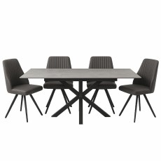 Francesco Grey Extending Dining Table & 4 Dallas Dark Grey Dining Chairs Francesco Grey Extending Dining Table & 4 Dallas Dark Grey Dining Chairs
