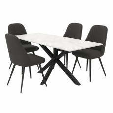 Francesco White Extending Dining Table & 4 Dark Grey Dallas Dining Chairs Francesco White Extending Dining Table & 4 Dark Grey Dallas Dining Chairs