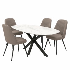 Giza 130cm Marble Extending Dining Table & 4 Light Grey Dallas Dining Chairs Giza 130cm Marble Extending Dining Table & 4 Light Grey Dallas Dining Chairs