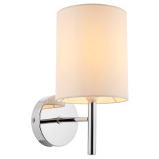 Brio Wall Light – Polished Chrome with Off-White Faux Silk Shade Brio Wall Light – Polished Chrome with Off-White Faux Silk Shade