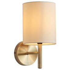 Brio Wall Light – Antique Brass with Cream Faux Silk Shade Brio Wall Light – Antique Brass with Cream Faux Silk Shade