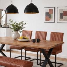 Yukon Retro Stitch Dining Chair in Tan