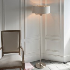 Gallery Direct Highclere Floor Lamp, Brushed Chrome & Natural Linen Shade Gallery Direct Highclere Floor Lamp, Brushed Chrome & Natural Linen Shade