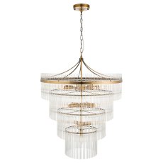 Gallery Direct Marietta 16 Light Tiered Pendant – Antique Brass & Clear Glass Rods