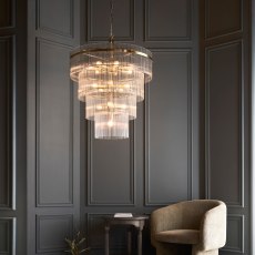 Gallery Direct Marietta 16 Light Tiered Pendant – Antique Brass & Clear Glass Rods