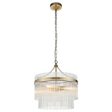 Gallery Direct Marietta 3 Light Pendant – Antique Brass & Clear Glass Rods