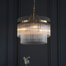 Gallery Direct Marietta 3 Light Pendant – Antique Brass & Clear Glass Rods