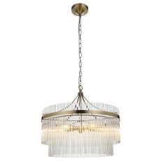 Gallery Direct Marietta 5 Light Pendant – Antique Brass & Clear Glass Rods