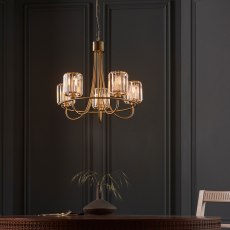 Gallery Direct Berenice 5 Light Pendant Light Antique Brass and Faceted Glass