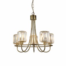 Gallery Direct Berenice 5 Light Pendant Light Antique Brass and Faceted Glass