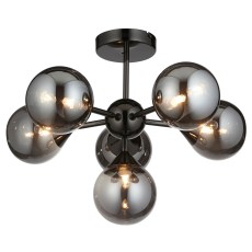 Gallery Direct Oscar Ceiling Light Black with Smoked Glass