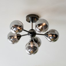 Gallery Direct Oscar Ceiling Light Black with Smoked Glass