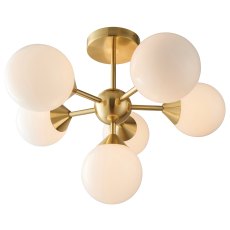 Gallery Direct Oscar Ceiling Light Brushed Gold with Gloss White Glass Gallery Direct Oscar Ceiling Light Brushed Gold with Gloss White Glass
