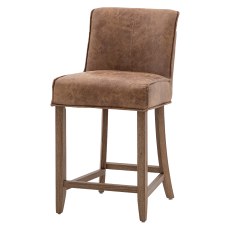 Gallery Direct Tarnby Brown Leather Bar Stool