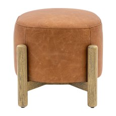 Tindon Vintage Brown Leather Footstool