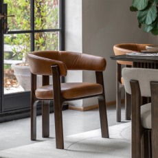 Gallery Direct Onda Dining Chair- Brown Leather Gallery Direct Onda Dining Chair- Brown Leather