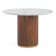 Crosby Walnut Dining Round Dining Table - Marble Top