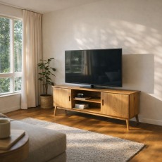 Malin Mid Century Modern Oak TV Unit