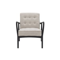 Gallery Direct Mid-Century Black Oak Armchair with Natural Fabric Upholstery Gallery Direct Mid-Century Black Oak Armchair with Natural Fabric Upholstery