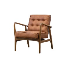 Bayside Mid-century Modern Armchair - Vintage Brown Leather