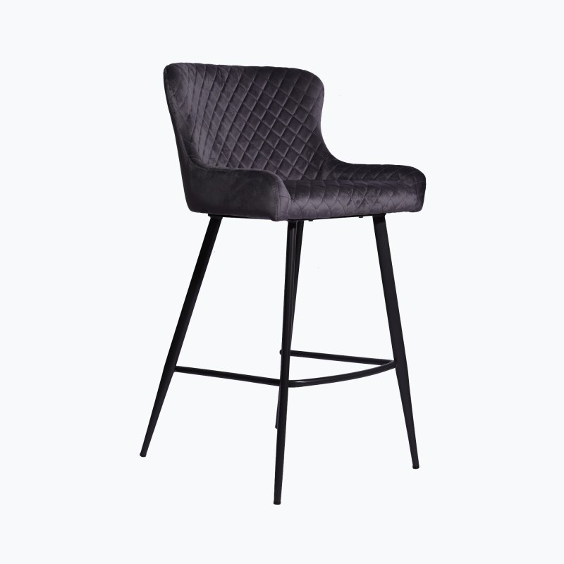 Amine Dining Bar Stool | Grey Velvet Amine Dining Bar Stool | Grey Velvet